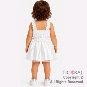 DISFRAZ PRINCESA CORTO CON BRETEL FRUNCIDO BLANCO TALLE 0